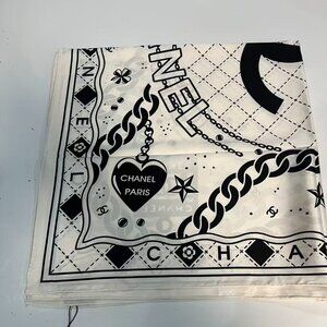 Chanel White CC Logo Silk Scarf 90cm